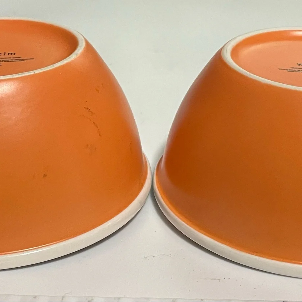 2 West Elm Tangerine ceramic bowls